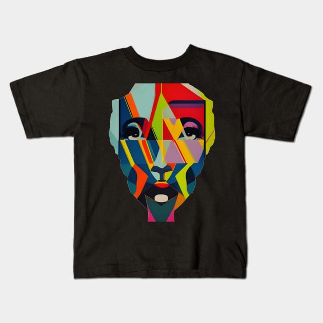 women's face Kids T-Shirt by mdr design